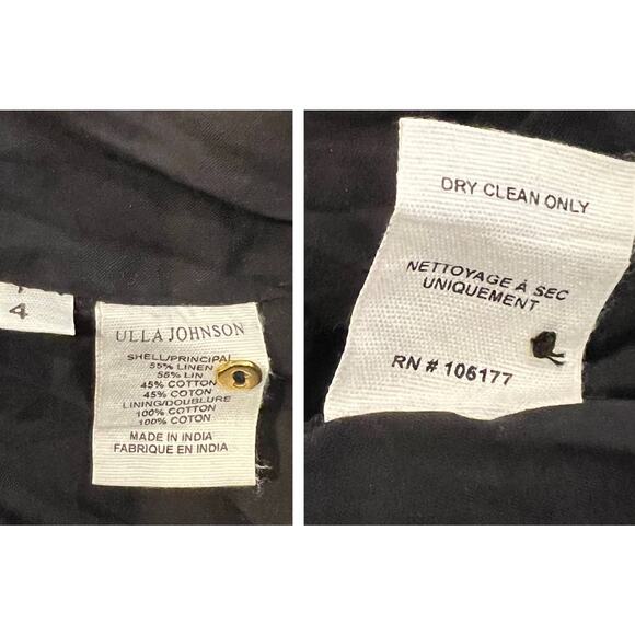 ULLA JOHNSON Alisha Embellished Linen And Cotton-blend Blouse Size 4 - Picture 11 of 12